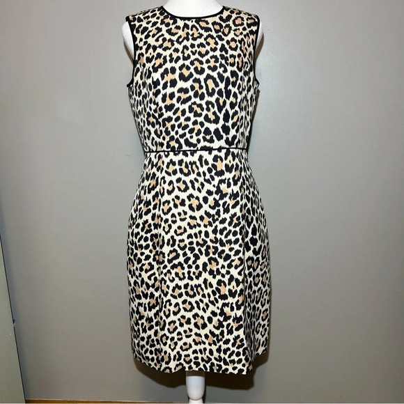 Kate Spade Leopard Print Sheath Dress Size 6 Sleeveless Silk Blend Office Work - Picture 1 of 14